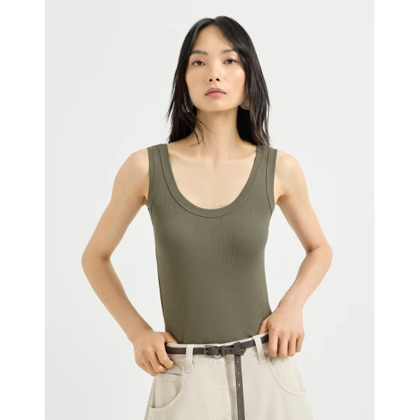 Ribbed jersey top with monili