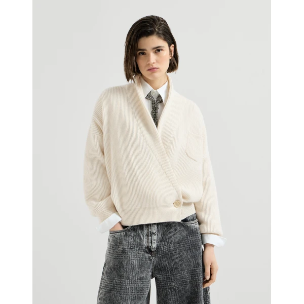 English rib cashmere cardigan