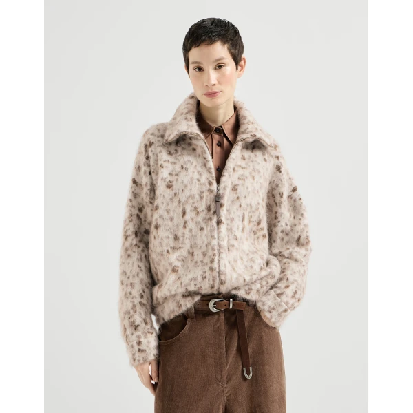 Mohair and wool lynx jacquard cardigan