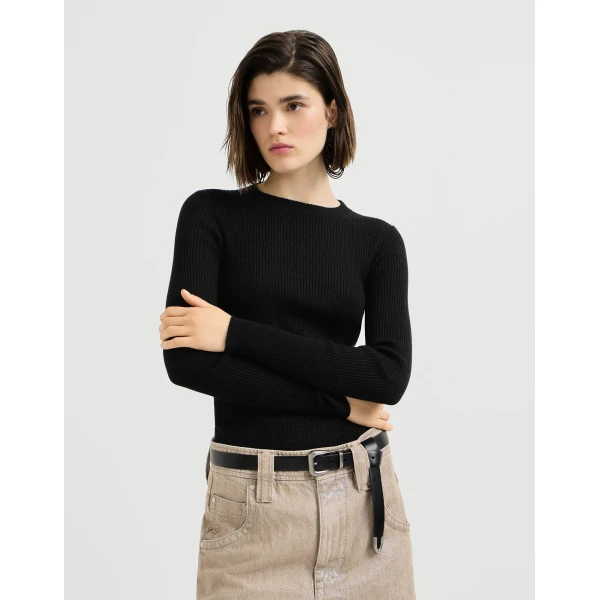 Cashmere and silk ribbed sweater