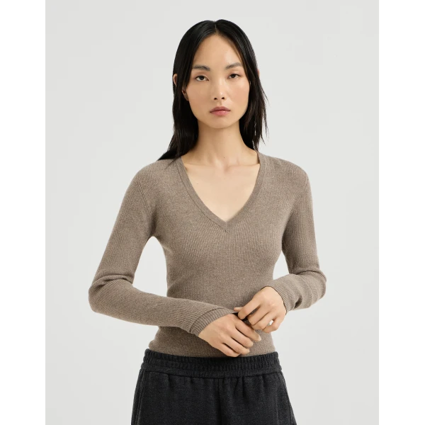 Sparkling cashmere ribbed sweater