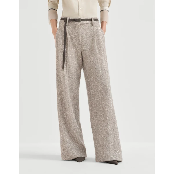 Dazzling chevron embroidery trousers