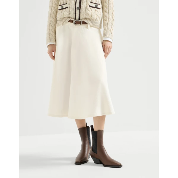 Denim full skirt with monili
