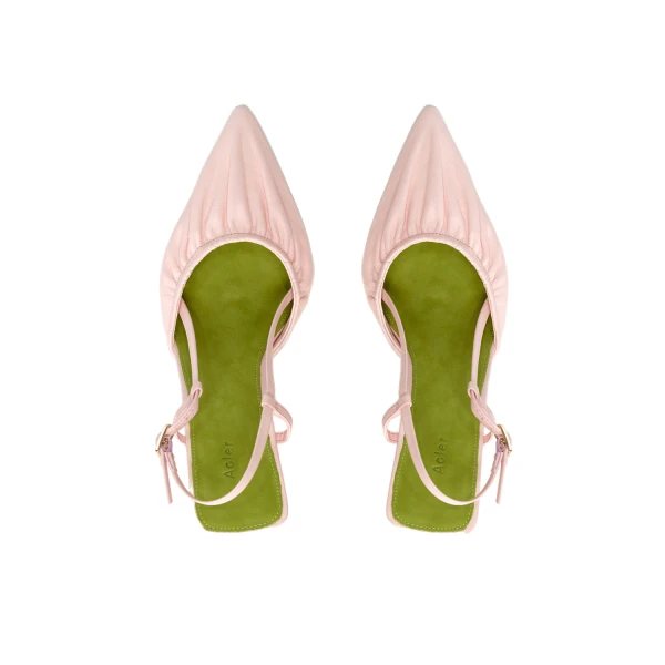 Pink Acler Leeroy Heel in Soft Flamingo, view 3 | Heels