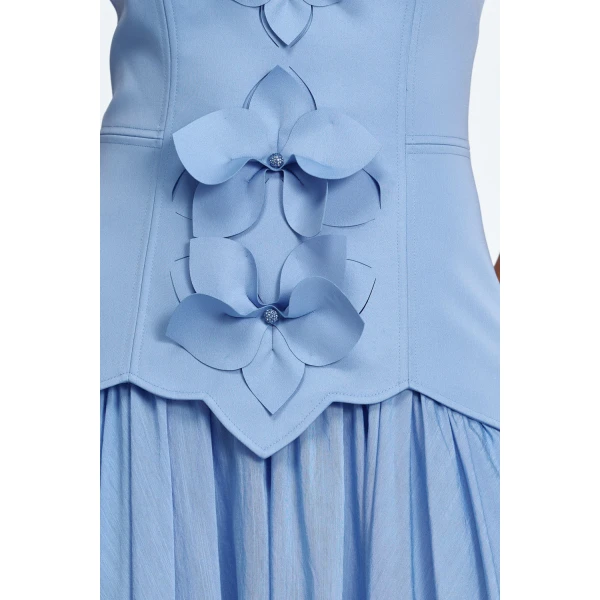 Acler Milliken Maxi Dress in Deep Sky, view 4