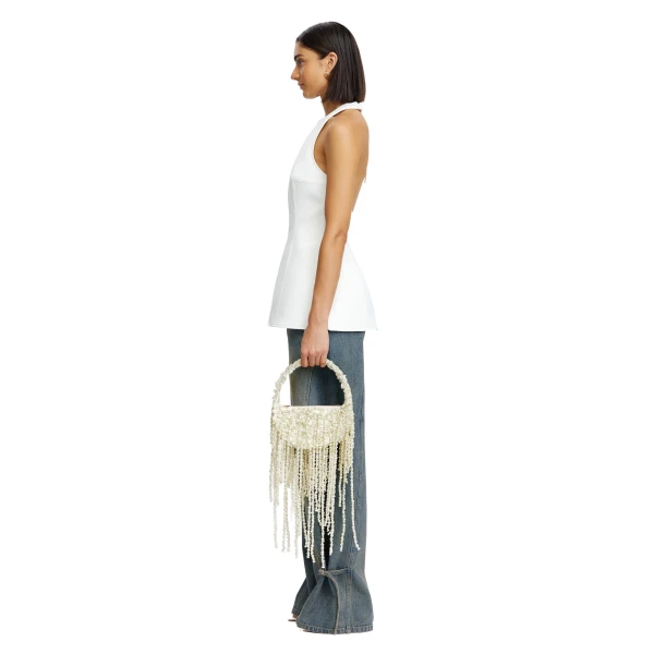 Ivory Acler Pearl Medium Birch Bag in Antique Pearl, view 2 | Totes & Top-Handle Bags