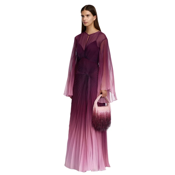 Multicolour Acler Primula Maxi Dress in Bordeaux Haze, view 2 | Maxi Dresses