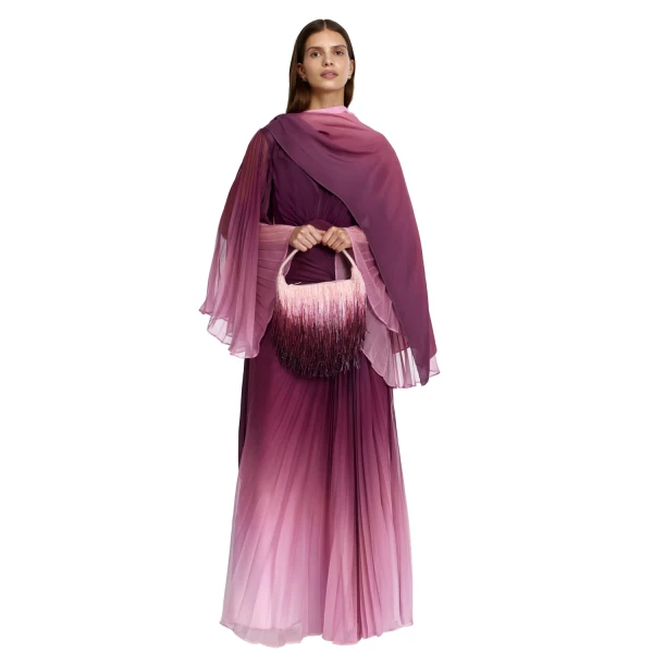 Multicolour Acler Primula Maxi Dress in Bordeaux Haze, view 5 | Maxi Dresses