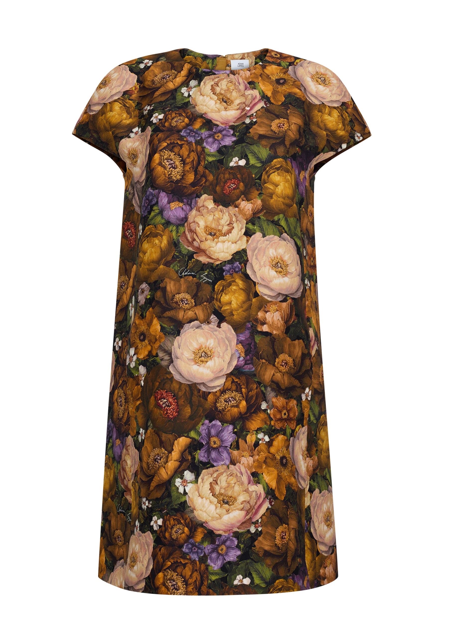 Adam Lippes Agata Dress in Printed Silk Wool, Gold Floral Adam Lippes Agata Dress in Printed Silk Wool, Gold Floral | Midi Dresses | Luxury Shoes