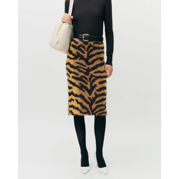Adam Lippes Amari Skirt in Brushed Cashmere, Tiger