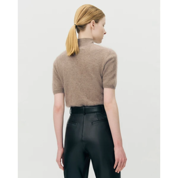 Adam Lippes Ari Top in Brushed Cashmere, Barley