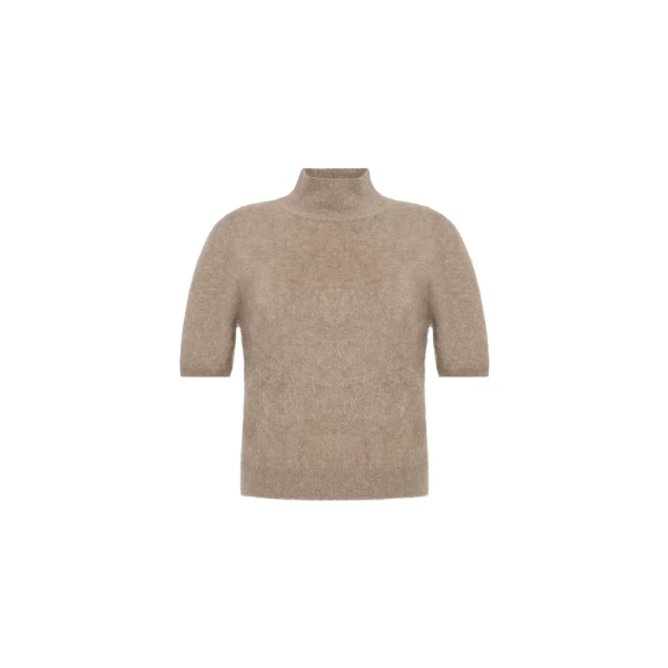 Adam Lippes Ari Top in Brushed Cashmere, Barley | Sweaters | Luxury Shoes 