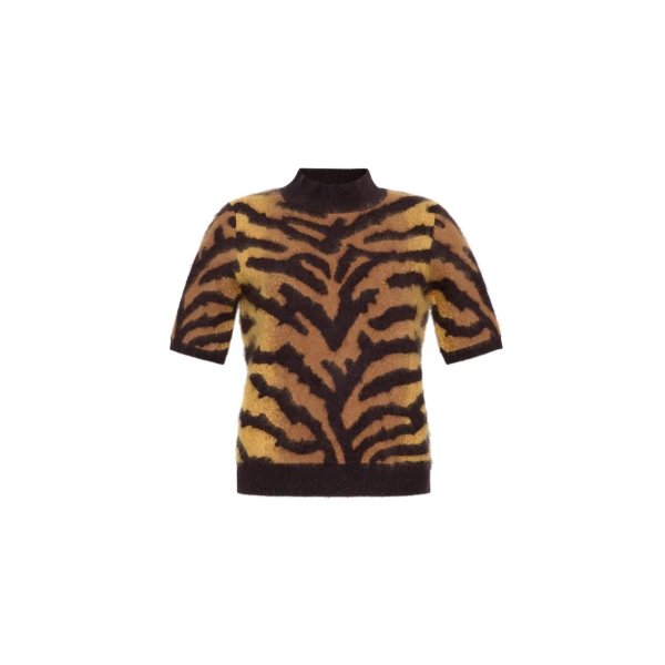 Adam Lippes Ari Top in Brushed Cashmere, Tiger | Sweaters | Luxury Shoes 