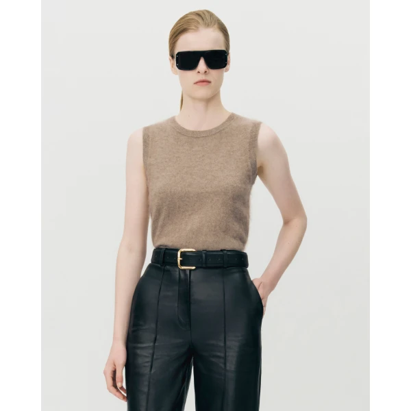 Adam Lippes Ava Shell in Brushed Cashmere, Barley