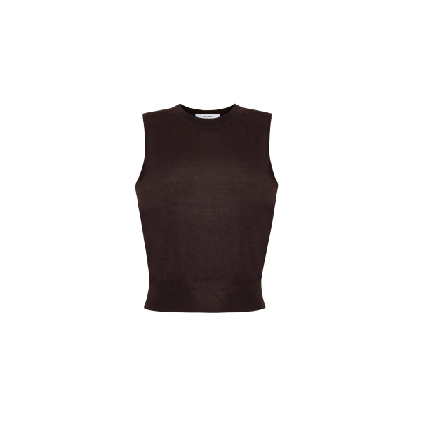 Adam Lippes Ava Shell in Fine Cashmere, Espresso | Sweaters | Luxury Shoes 