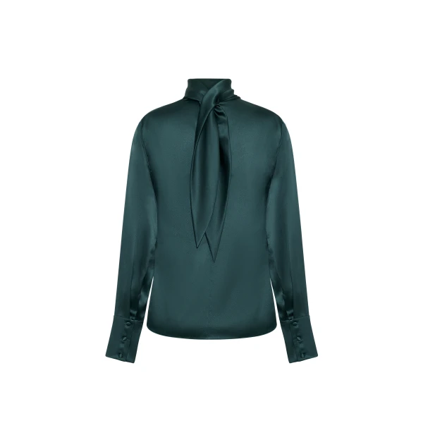Adam Lippes Blaine Top in Silk Charmeuse, Hunter Green