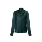 Adam Lippes Blaine Top in Silk Charmeuse, Hunter Green | Long Sleeve | Luxury Shoes 