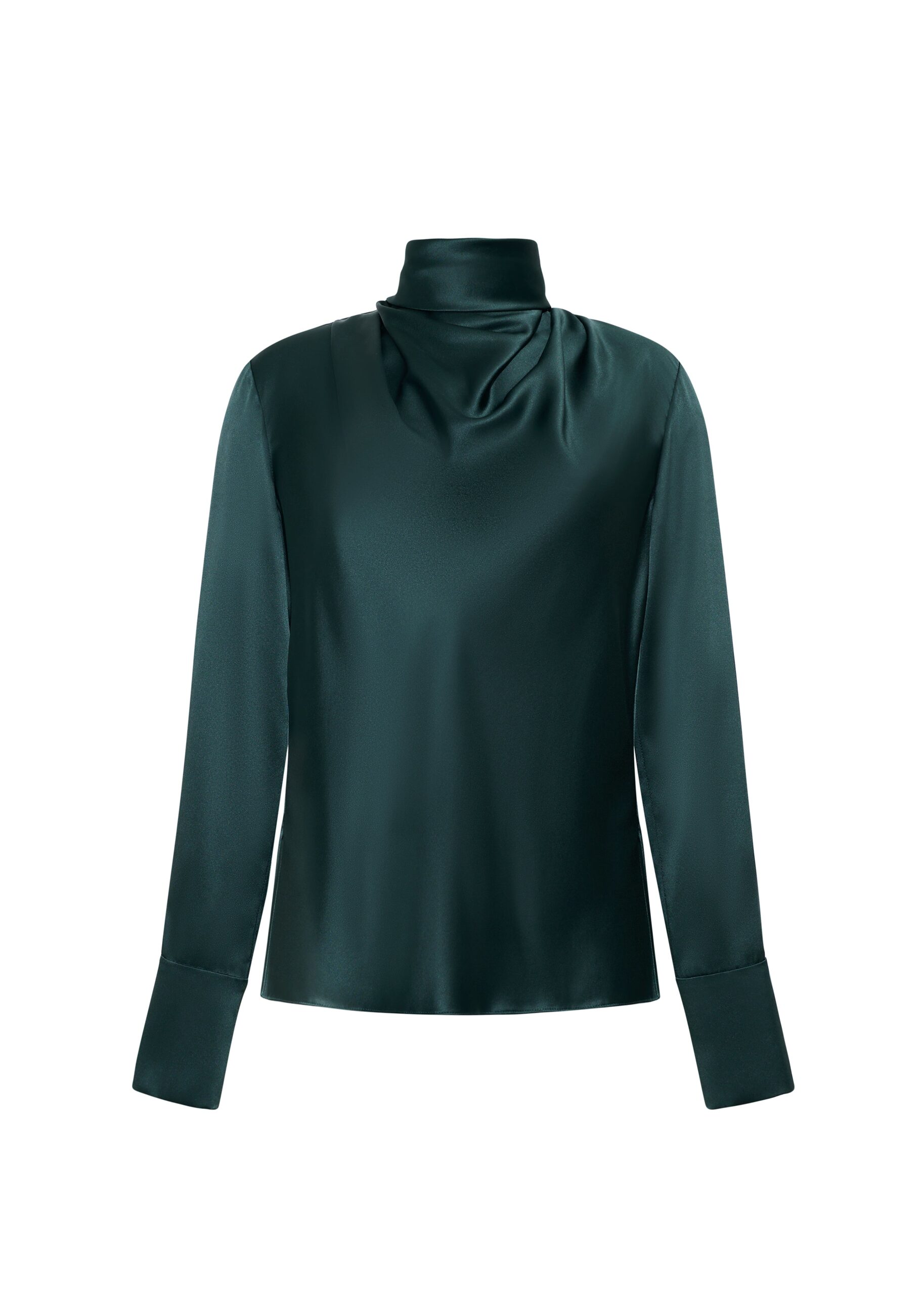 Adam Lippes Blaine Top in Silk Charmeuse, Hunter Green Adam Lippes Blaine Top in Silk Charmeuse, Hunter Green | Long Sleeve | Luxury Shoes
