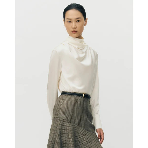 Adam Lippes Blaine Top in Silk Charmeuse, Ivory