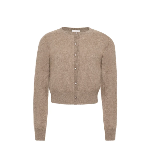 Cruz Cardigan Knit in Brushed Cashmere, Barley