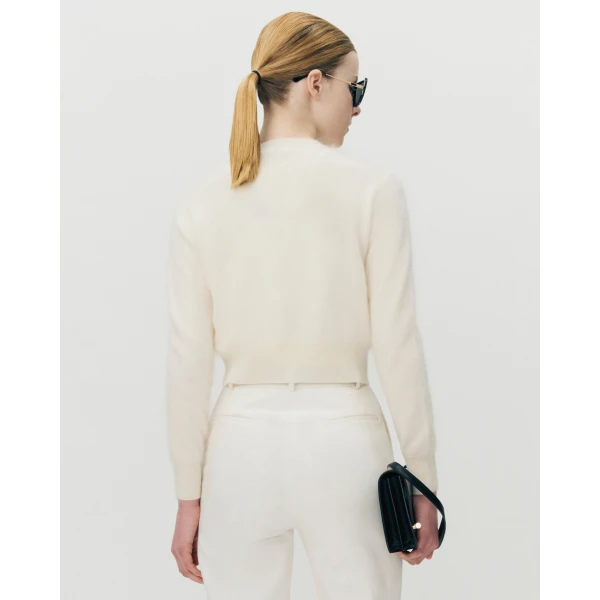 Adam Lippes Cruz Cardigan Knit in Brushed Cashmere, Ivory