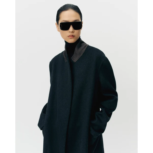 Adam Lippes Daia Coat in Double-Face Cashmere, Ebony