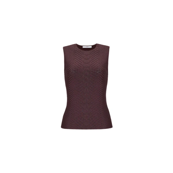 Adam Lippes Divya Shell in Viscose Python, Espresso | Sweaters | Luxury Shoes 