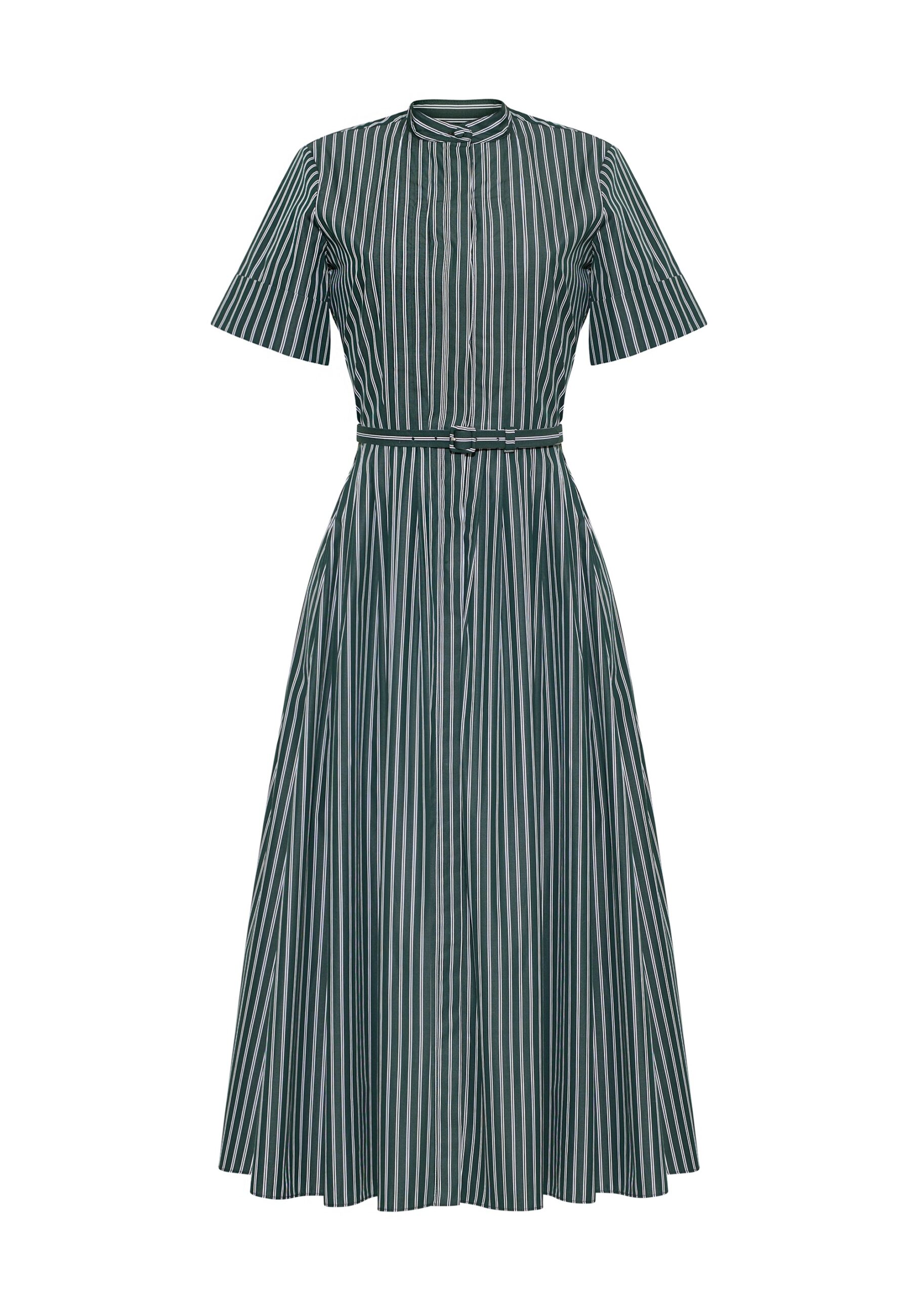 Adam Lippes Doron Dress in Stripe Shirting, Hunter Green White Adam Lippes Doron Dress in Stripe Shirting, Hunter Green White | Midi Dresses | Luxury Shoes