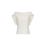 Adam Lippes Fio Top in Stretch Silk Wool, Ivory | Off The Shoulder | Luxury Shoes 