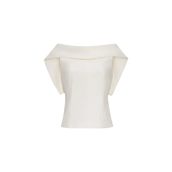 Fio Top in Stretch Silk Wool, Ivory