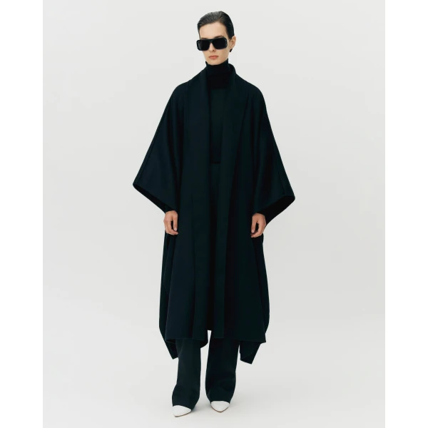 Adam Lippes Hesper Cape in Double-Face Cashmere, Black