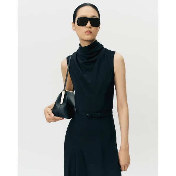 Adam Lippes Isolde Dress in Silk Crepe, Black