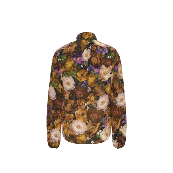 Adam Lippes Joan Top in Printed Silk Crepe De Chine, Gold Floral