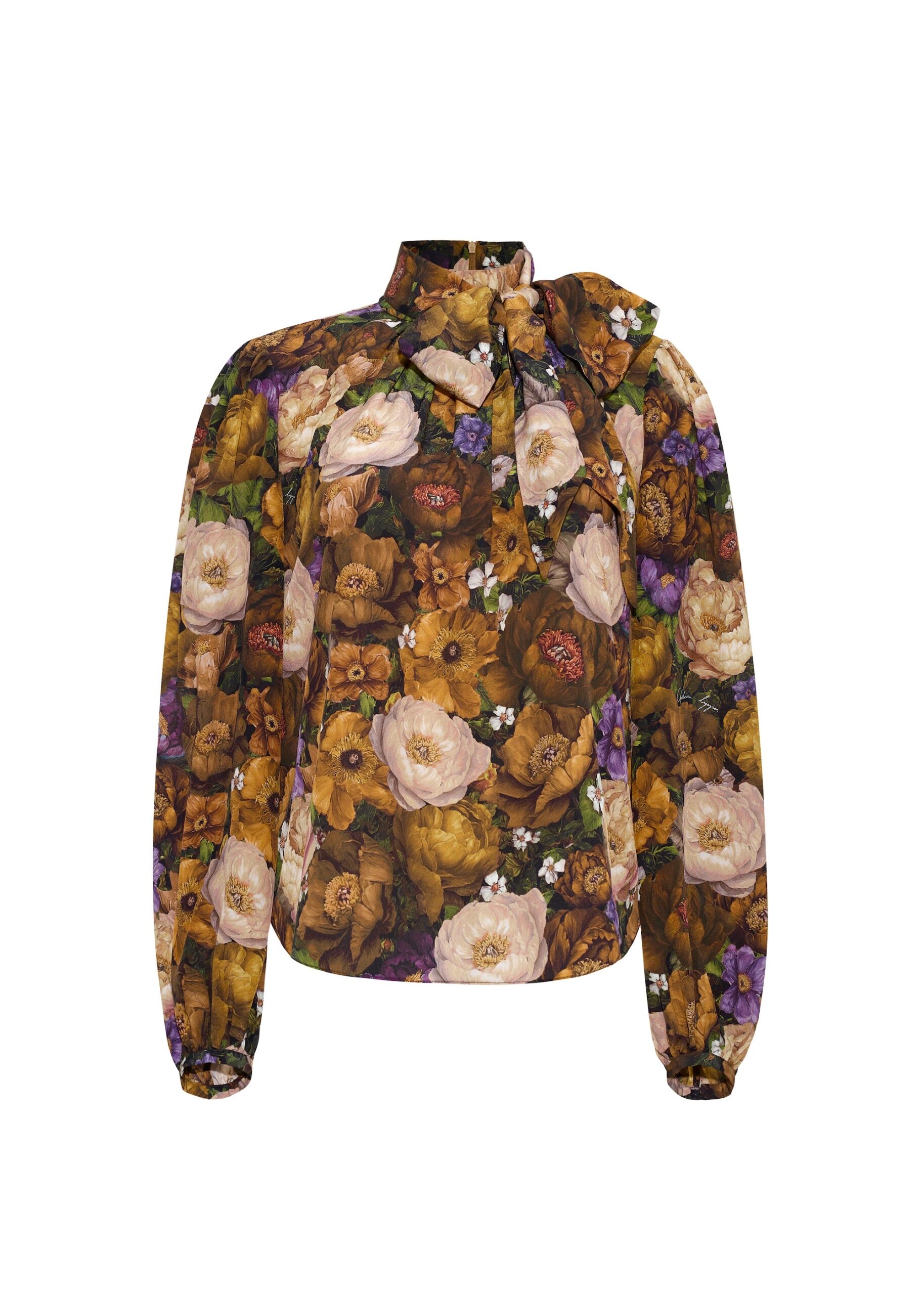 Adam Lippes Joan Top in Printed Silk Crepe De Chine, Gold Floral Adam Lippes Joan Top in Printed Silk Crepe De Chine, Gold Floral | Blouse | Luxury Shoes