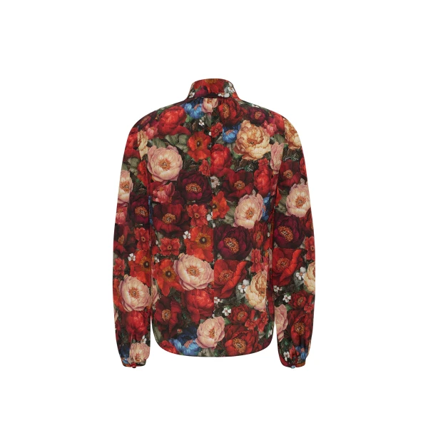 Adam Lippes Joan Top in Printed Silk Crepe De Chine, Ruby Floral