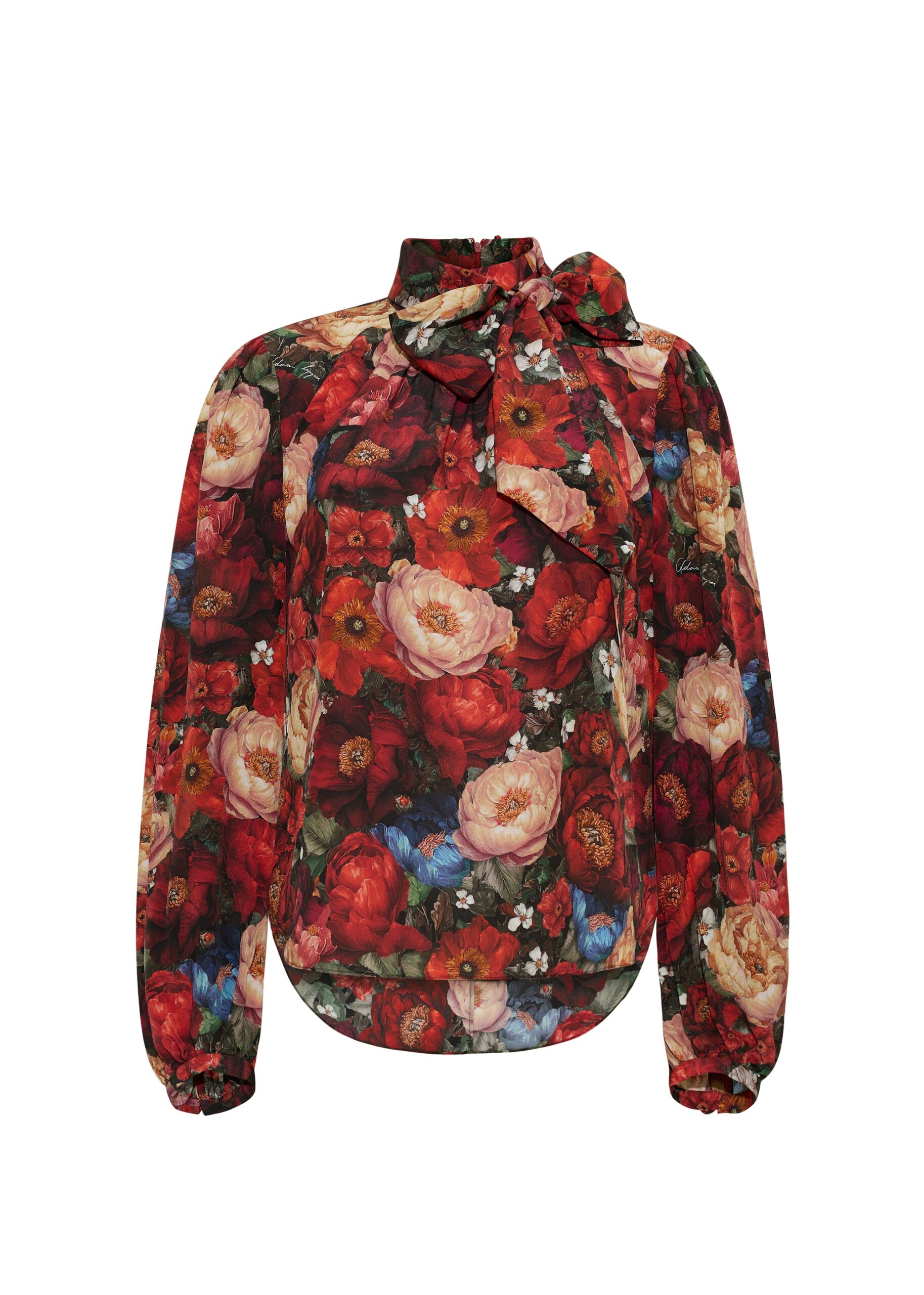 Adam Lippes Joan Top in Printed Silk Crepe De Chine, Ruby Floral Adam Lippes Joan Top in Printed Silk Crepe De Chine, Ruby Floral | Blouse | Luxury Shoes
