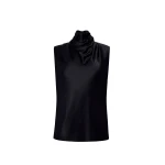 Adam Lippes Kaia Top in Silk Charmeuse, Black | Sleeveless | Luxury Shoes 