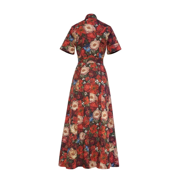 Adam Lippes Leighton Dress in Printed Cotton Poplin, Ruby Floral