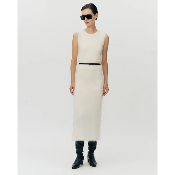 Adam Lippes Levi Skirt in Brushed Cashmere, Ivory