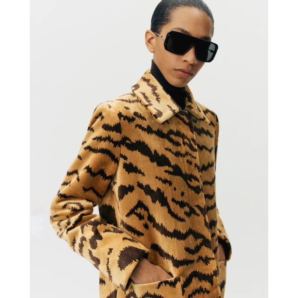 Adam Lippes Margaux Coat in Tiger Jacquard, Tiger