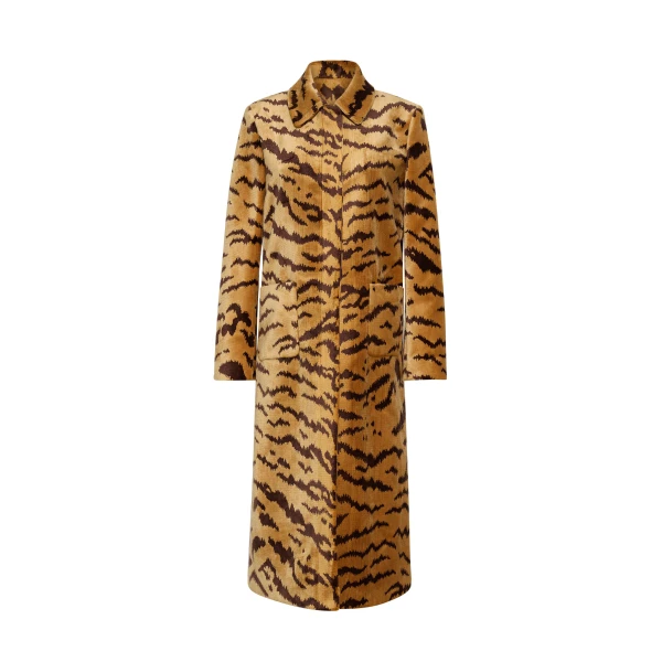 Adam Lippes Margaux Coat in Tiger Jacquard, Tiger | Coats | Luxury Shoes 