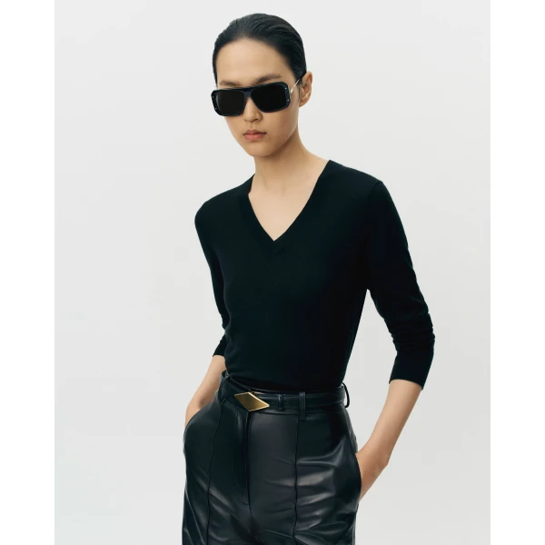 Adam Lippes Marilyn Knit in Fine Cashmere, Black