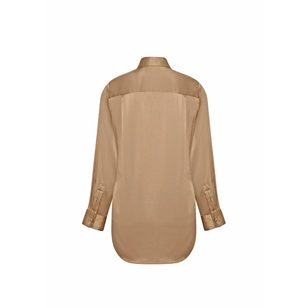 Adam Lippes Mathias Shirt in Silk Charmeuse, Bronze
