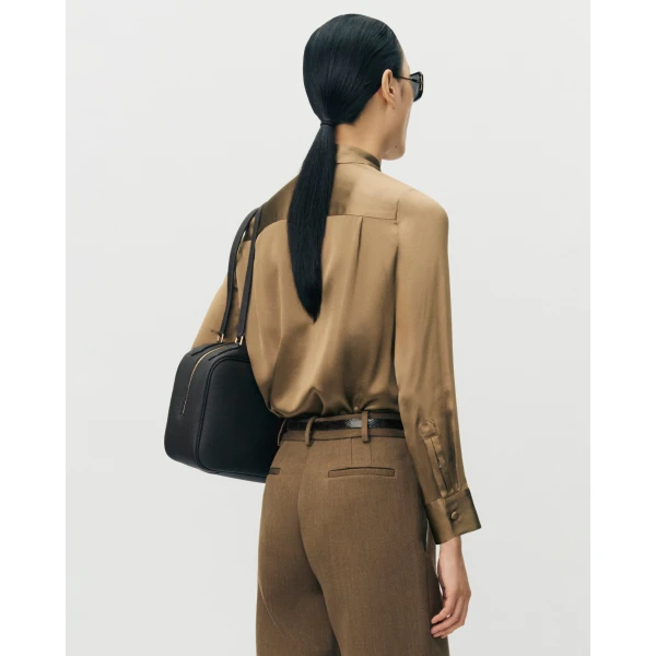 Adam Lippes Mathias Shirt in Silk Charmeuse, Bronze