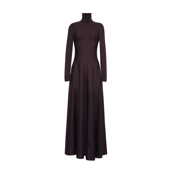 Adam Lippes Naomi Dress Knit in Fine Cashmere, Espresso | Maxi Dresses | Luxury Shoes 