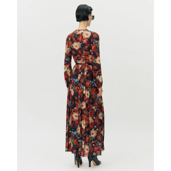 Adam Lippes Paravacini Dress in Printed Silk Crepe De Chine, Ruby Floral