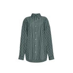 Adam Lippes Perrine Shirt in Stripe Shirting, Hunter Green White | Shirts | Luxury Shoes 