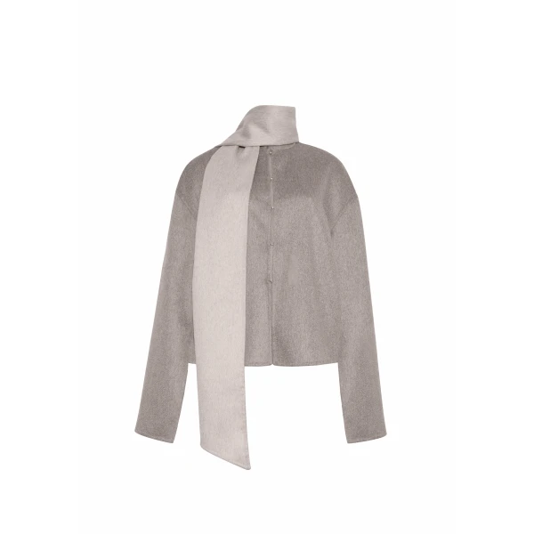 Adam Lippes Rhodes Jacket in Double-Face Cashmere, Mink Grey