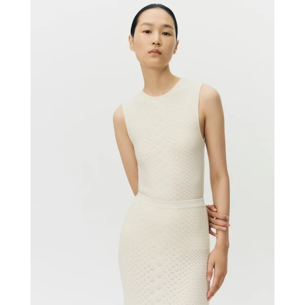 Adam Lippes Sarita Skirt in Viscose Python, Ivory