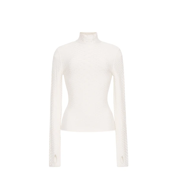 Adam Lippes Sarita Top in Viscose Python, Ivory | Sweaters | Luxury Shoes 